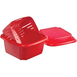 Fruit Saver 3 in 1 Berry Box-Red and Stainless steel Strawberry Huller