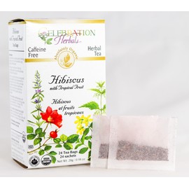 Celebration Herbals Organic Hibiscus with Tropical Fruit Tea Caffeine Free -- 24 Tea Bags 28g