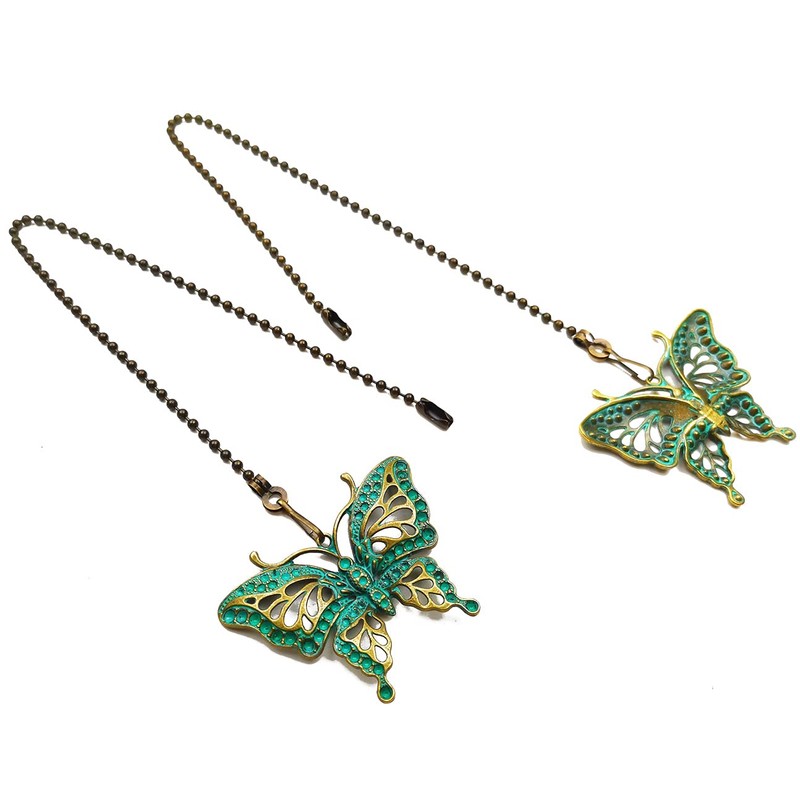 Hyamass 2pcs Vintage Butterfly Pendant Ceiling Fan Danglers Fan Pulls