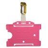 Pink Single Sided ID Card Badge Holder & Crocodile Strap