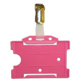 Pink Single Sided ID Card Badge Holder & Crocodile Strap Pocket Clip (Holders are Now Bio Degradable) Work ID Card Holder PCL Media ltd