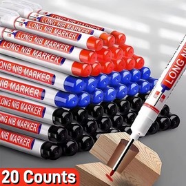Long Marker Pen, 20pcs/set Waterproof Marker Pen, Multipurpose Deep Hole Marker Pen for Metal, Ceramic, Glass, Leather, Film:_Black_20pcs/set