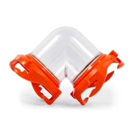 Camco Rhino 90-Degree RV Tote Tank Adapter - Features Clear Low-Profile 90-Degree Elbow & 4 Bayonet Prongs on Each End for Odor-Tight Locking Action - Crafted of Heavy-Duty Resin (39485)