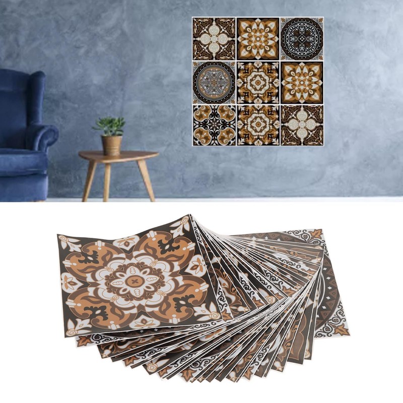 24Pcs Tile Sticker 15 X 15cm Waterproof Oil Resistant Retro
