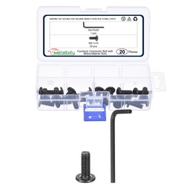 METALLIXITY Flat Head Hex Socket Cap Screws Bolts(M6-1x16) 20Pcs, with Wrench Steel Hex Socket Furniture Bolts Countersunk Screws - for Furniture Woodworking Project, Black Tone