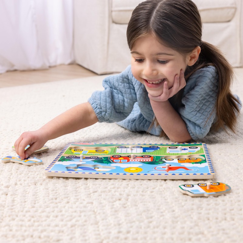 Melissa & Doug Vehicles Wooden Peg Puzzle (8 pcs)