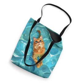 Cute Somali Cat In Pool Water Swim Funny Mom Dad Kids Tote Bag
