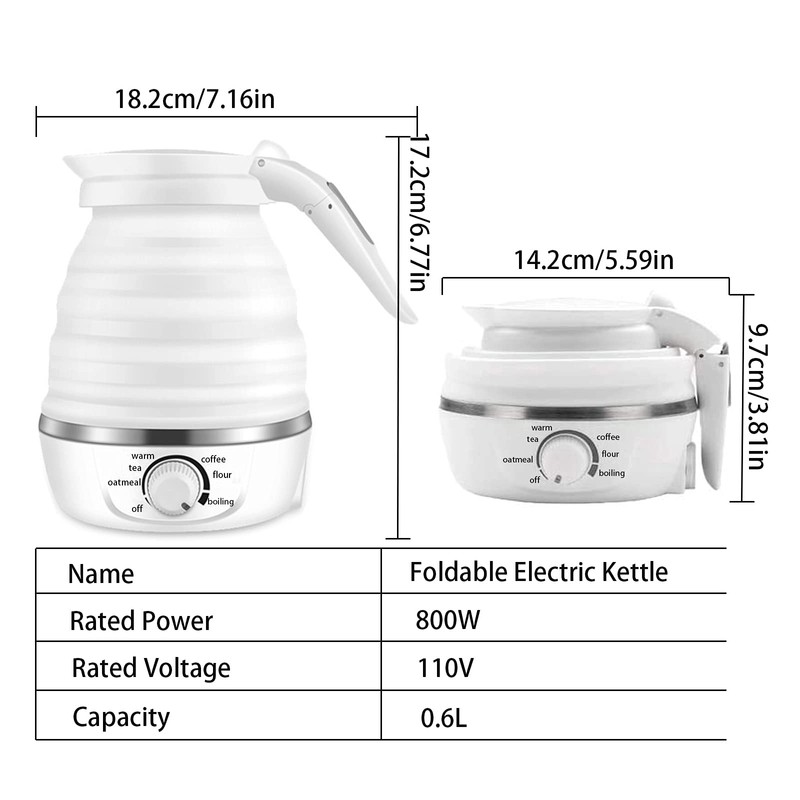 RAREONES 0.6L Foldable Travel Kettle | Portable Electric Tea Kettle