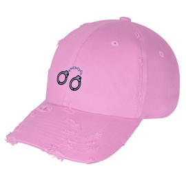 JPAK Handcuffs Vintage Dad Hat Frayed Embroidered Cap Police Prisoner Pink