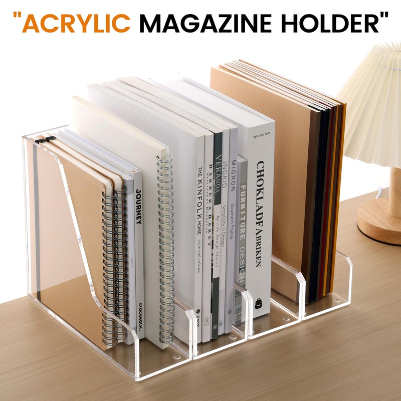 HeZone Acrylic Magazine Rack File Holder Desk Organizers and Storage