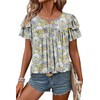 CRAZY GRID Womens Dressy Casual Shirts Crew Neck Ruffle Short