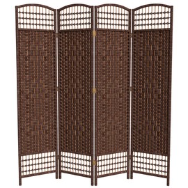 Red Lantern 5 1/2 ft. Tall Fiber Weave DarkMocha-4 Panel Room Divider, Dark Mocha