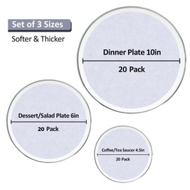 Aoluguya Soft Felt Plate Dish Protectors Dividers Seperators for Stacking, China Storage and Packing - 3 Sizes(25.5cm,15.5cm,11.5cm) White (60PCS, 60)