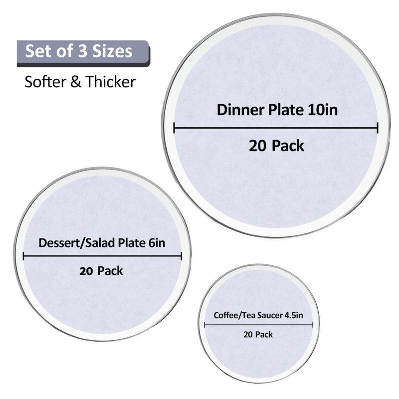 Aoluguya Soft Felt Plate Dish Protectors Dividers Seperators for Stacking,