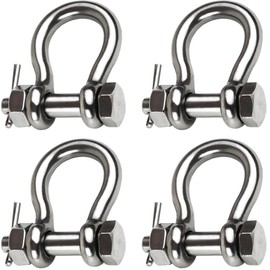 Laorde Boat Anchor Shackle 1/4" 5/16" 3/8" 1/2 inch (4 Size) 316 Stainless Steel Shackle Marine Grade Bow Shackle with Cotter Pin (3/8 inch 4 PCS)