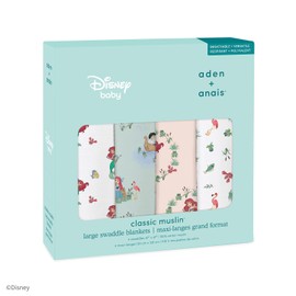 aden + anais Aiden & Aney Swaddle The Little Mermaid, Once Upon A Story, 4 Pieces, Swaddle, Cotton Muslin