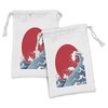 Ambesonne Japanese Wave Fabric Pouch Set of 2, Big Red
