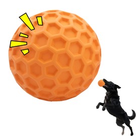 woeita Indestructible Squeaky Dog Ball – Durable Touch Chew Toy for Aggressive Chewers, Interactive Puppy Toy for Anxiety Boredom & Teething Relief (Orange, 55mm)
