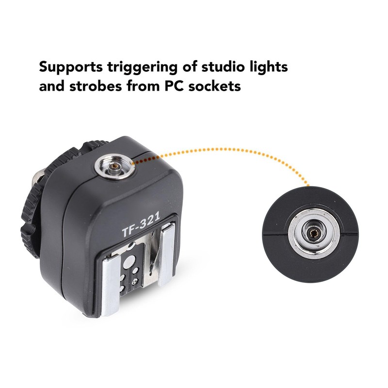 TF-321 Flash Hot Shoe Adapter, with Pc Sync Port, Flash