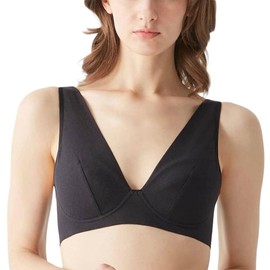 Gunze KB4192N Women's Kireilabo Wireless Bra, Skin Side Organic Cotton, Cotton Blend, Black, M