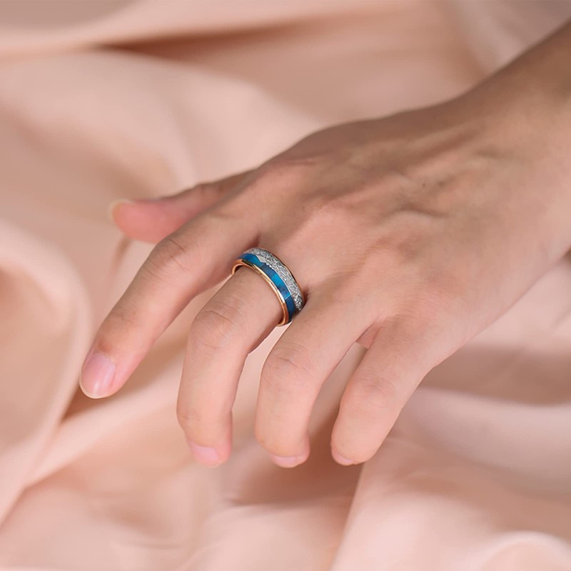 NUNCAD Tungsten Rings 8mm Rose Gold Tungsten Carbide Rings for