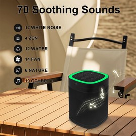 HONGUT 70 Sound Source Sleep Noise Cancellation, Bluetooth Speaker, RGB Lights, 3- Timing Function, 30- Hours Playtime, Wireless Sound Machine for Adults, Baby, Families and Outdoor Parties (Black)