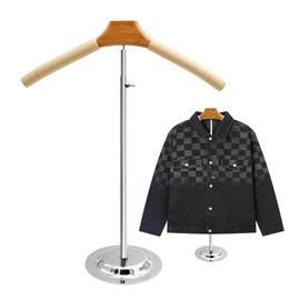 T-Shirt Display Rack Adjustable Hanger Portable All-Wood Metal for Clothes Display for Adult Adjustable or Costume Dress Coat Retailer for Clothes Holder 15" L *16"-28" H (1,Off White)