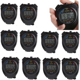 Unbranded Stopwatch Digital LCD Waterproof Sports Counter Chronograph Timer Odometer Watch - 2 pcs