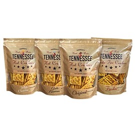 Sherman's Tennessee Hot Crackers, Spicy Snack Cracker Variety Pack, (4 Pack, 4 flavors - Original, Fiesta, Garlic Parmesan, and White Cheddar)