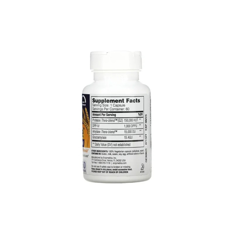 Enzima digestiva extra fuerte Glutenease Enzymedica 60 cápsulas