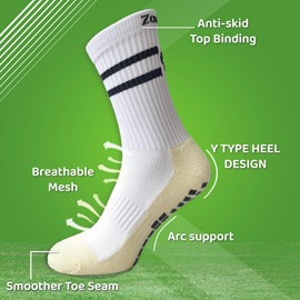 ZombaFlo grip socks (UK, Alpha, One Size, Regular, Regular, 3 Pair White)