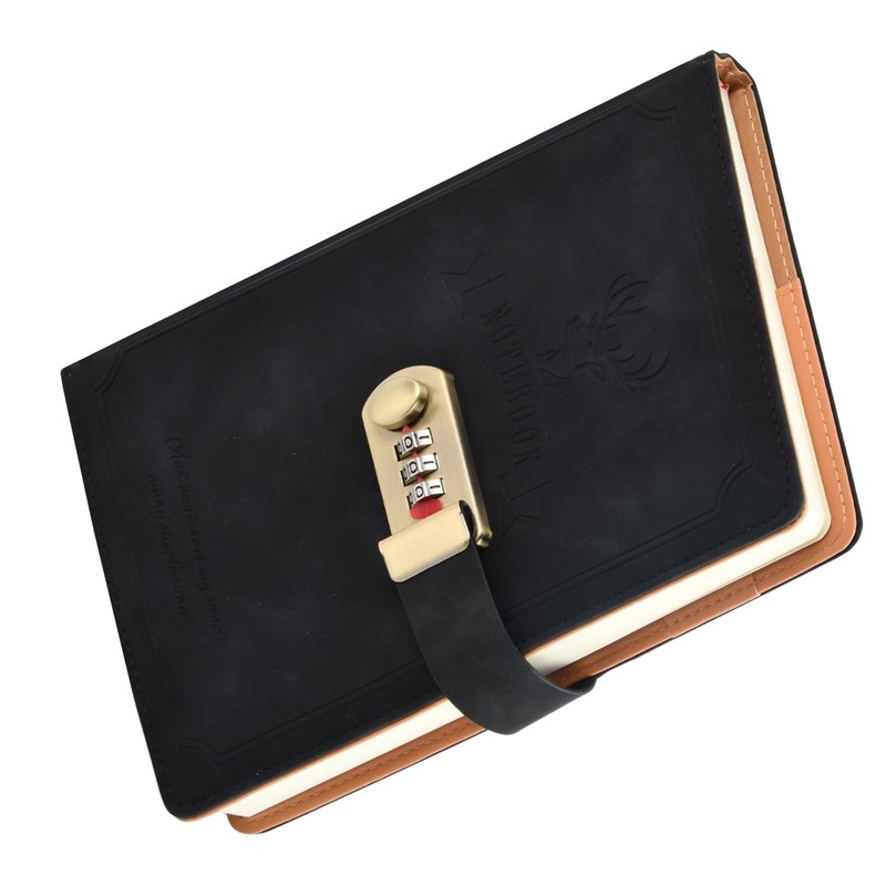 Husalsea Password Book, Lockable Diary, Notebook With Lock Retro, Journal