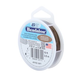 Beadalon Bead Stringing Wire 49-Strand 0.015" (0.38 mm) 10 ft (3.05 m) Bronze, 015-Inch/10-Feet