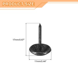 uxcell Upholstery Tacks Nail Pins Furniture, 25Pcs 11x17mm Thumb Tack Pins Assortment Kit Carbon Steel for Home Sofa DIY Decorative Nail Heads Nails, Retro Black
