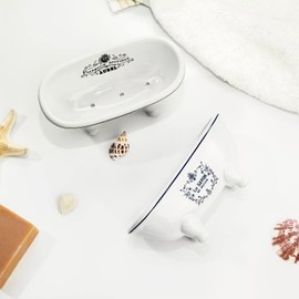 1 Piece 5.7" Mini Ceramic Clawfoot Double Ended Bathtub Soap Dish Vintage Decortative Soap Dish