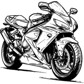 'Modern Motorbike' Rubber Stamp - Unmounted Design for Crafting & Scrapbooking, A8 (RS00055898)