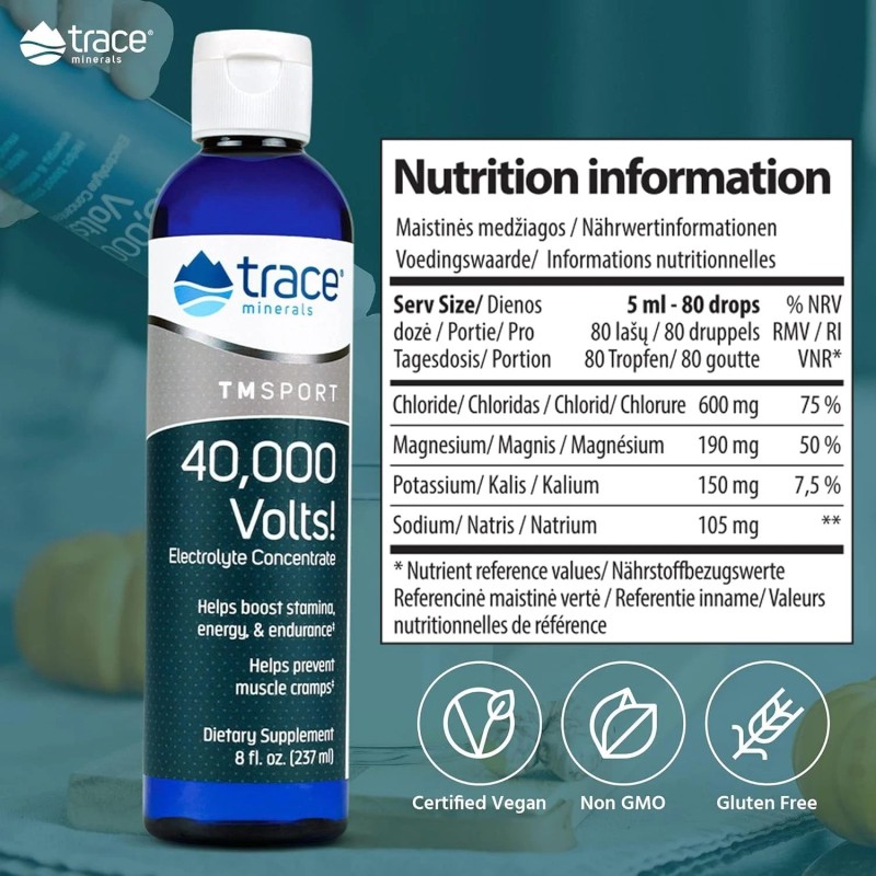 "Trace Minerals 40000 Volts - Concentrate Supplement Drops for Electrolyte