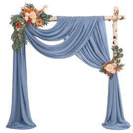 Wedding Arch Draping Fabric,8 Panels 28"x20ft Dusty Blue Wedding Arch Drapes for Ceremony Chiffon Fabric Drapes Arbor Drapery Wedding Arch Decorations for Reception Sheer Backdrop Curtains for Party