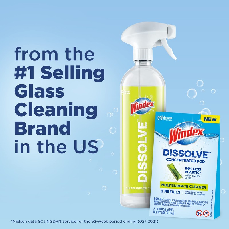 Windex Dissolve Concentrated Pods, Multisurface Cleaner, 2 Concentrated Dissolvable Refill