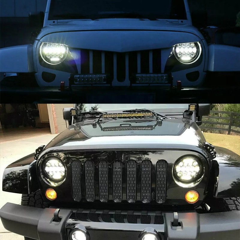 Bricologht For Kenworth T2000 1997-2011 Pair 7inch Round LED Headlights