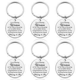 6Pcs New Mom Gift Keychain New Parent Gift Inspirational Keychain Gift Baby Announcement Gift First Time Gift for New Mom Pregnant Gift for Women Parents to Be Gift Pregnancy Announcement Gift