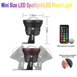 RUICAIKUN Outdoor Lights,10w Spot Lights Outdoor with US Plug and Remote Control,Dimmable Halloween Decor Christmas Lights Outdoor,Waterproof Spotlight with Timer（Light Color is Mixed, NOT Pure RGB）