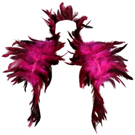 BBOHSS Women's Feathers Harness Shawl Epaulets Women's Day Wings Carnival Gothic Dance Costume Accessories (Rose Red)