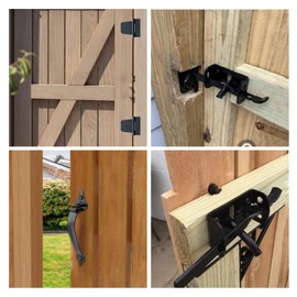 WellMade Heavy Duty Self-Locking Gate Latch Kit for Wooden/Vinyl Fence - 3.5" Spring Gate Hinge, 9" Handle & Thumb Latch, Automatic Locking,Outdoor Gate Hardware