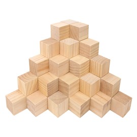 kukmakri 55 PCS Premium 2 Inch Wooden Cubes, Natural Pine Wood Cubes for Crafts, Wood Blocks Ready for Artistic DIY Projects-Unleash Creativity with Blank Wood Blocks