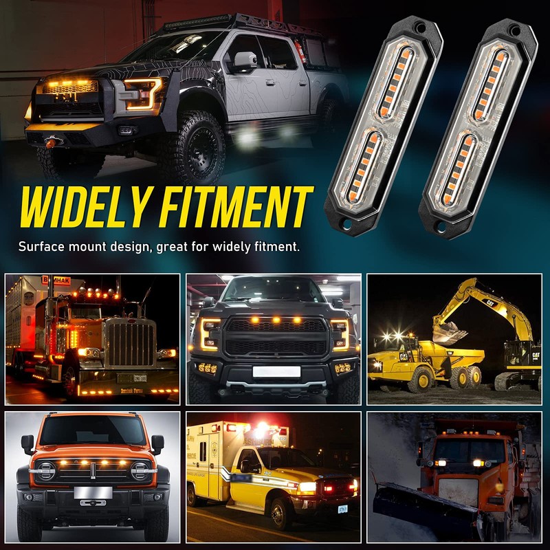 Led Grille Lights for Trucks, 12 Amber Led, Emergency Surface