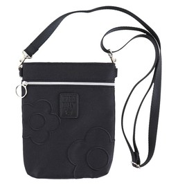 Mariqwant 000846-0001-02 Shoulder Pouch, Smartphone Shoulder Pouch, Daisy Embroidery, Black, Mini Shoulder Pochette, Crossbody, Black
