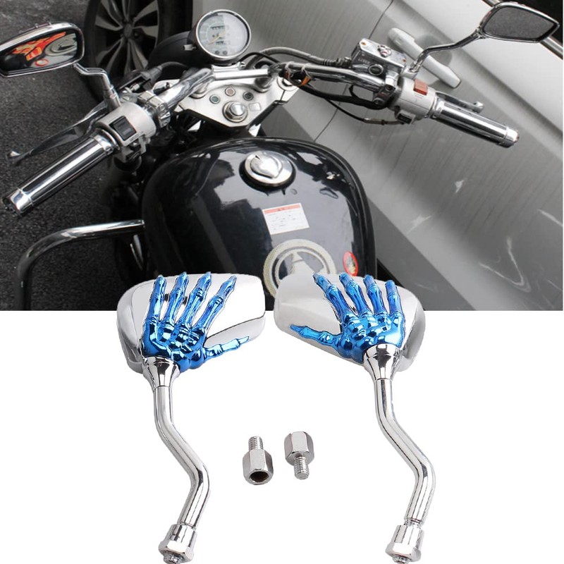 AULESSE 1 Pair Left Right Universal Motorcycle Scooter Chrome Skull