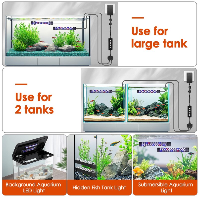 hygger Dual Channel Submersible Aquarium Light,12W Fish Tank LED Light