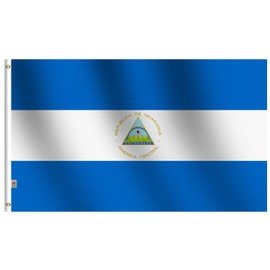 Nicaragua Flag 3x5 Ft Outdoor Large, Moderate-Outdoor Both Sides Heavy Duty100D Polyester,Canvas Header and Double Stitched - Brass Grommets for Easy Display,Nicaraguan Flags